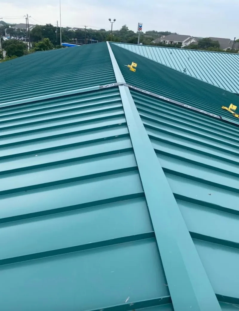 Green commercial metal roof ridge and valley for Metal Roof Repair in White Hall